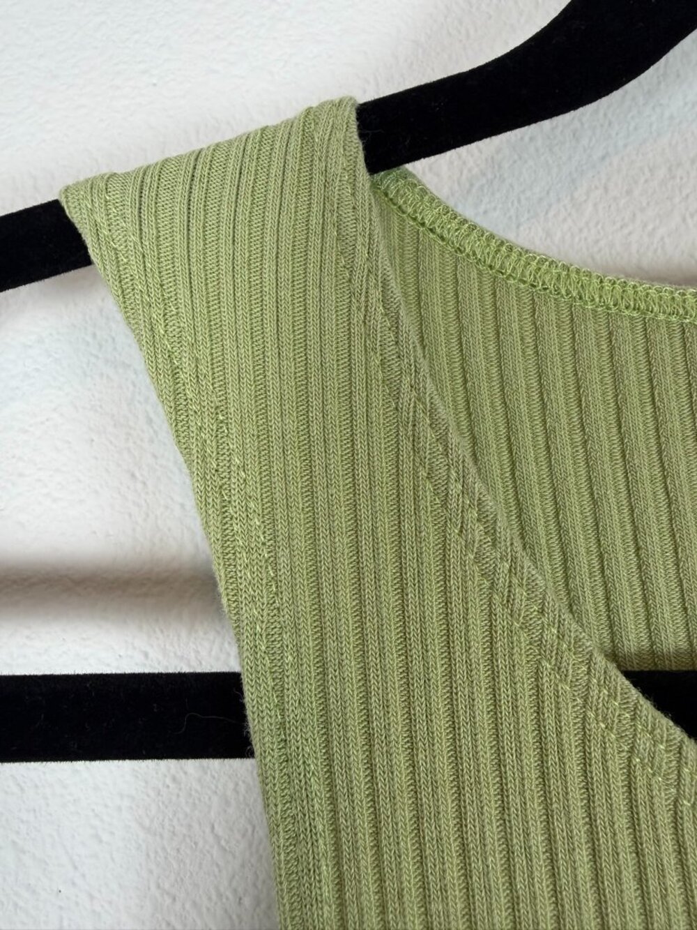 Reformation Sage Green Ribbed Racerback Maxi Dress Open Back Size L - Picture 7 of 13